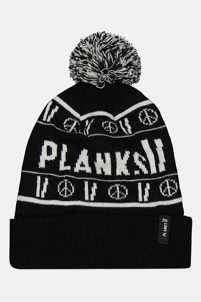 Planks Men Brand Logo Pompom Beanie, Black