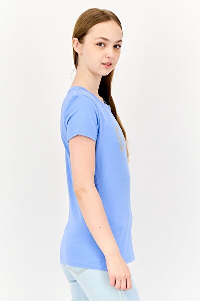 GAP Women Crew Neck Short Sleeves Brand Logo T-Shirt, Blue