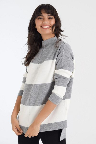 NEW LAVİVA Women's Gray Knitwear Sweater - 700-Akd-5530