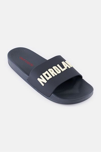 Nordland Men Brand Logo Slip On Slides, Dark Grey