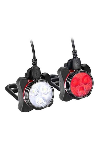 Generic Bicycle Front And Rear Safety USB Rechargeable Warning Light