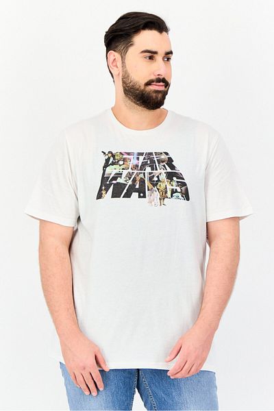 GAP X Starwars Men Crew Neck Short Sleeves Graphic Print T-shirt, White
