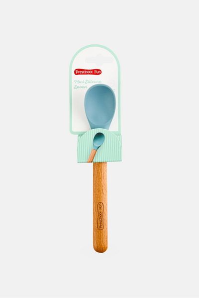 Preschool Fun 1 Piece Mini Silicone Spoon, Grey