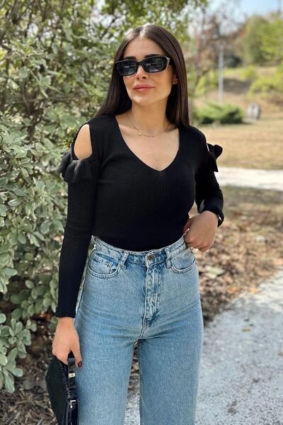 BEES JEANS Bluză neagră de damă - 700-K7530