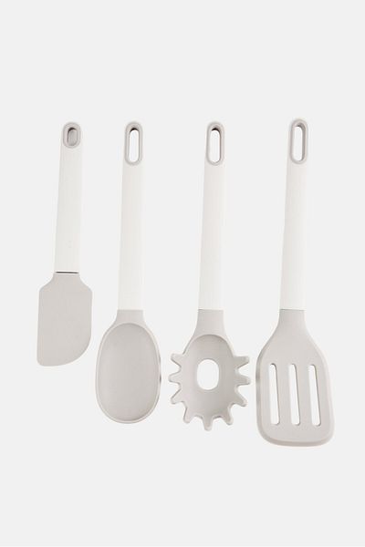 Bebe 4 Piece Silicone Utensil Set, Grey