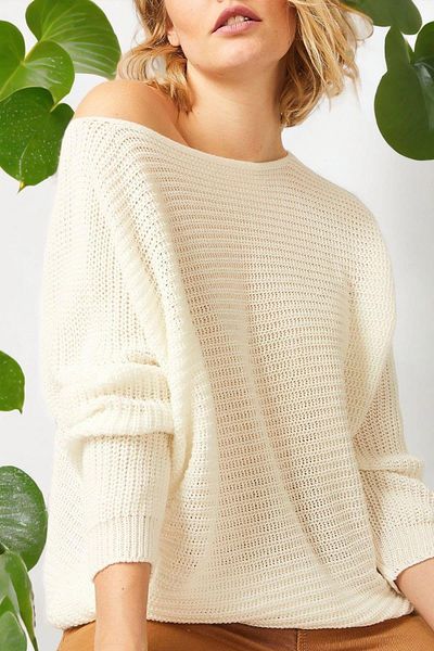 NEW LAVİVA Women's Ecru Long Knitwear - 700-K5920