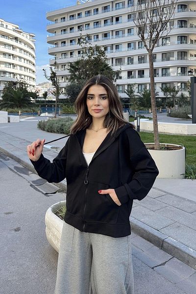 NEW LAVİVA Women's Black Sweatshirt - 700-K7481