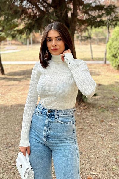 NEW LAVİVA Women's Ecru Knitwear Blouse - 700-K7523