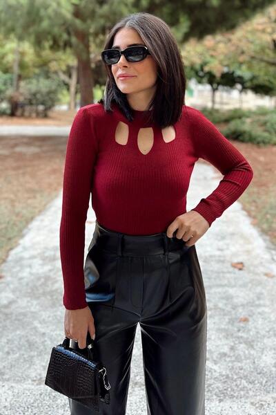 BEES JEANS Bluză tricotată de damă bordeaux - 700-K7522
