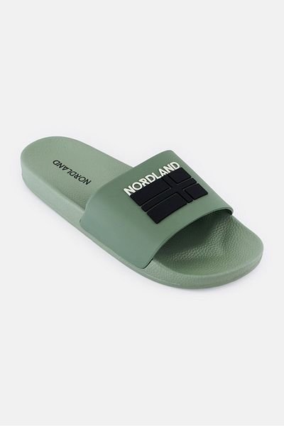 Nordland Men Brand Logo Slip On Slides, Olive