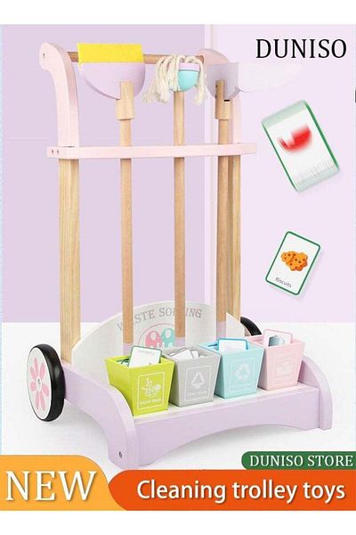 Generic FUN LITTLE TOYS Garbage Truck Toy with 4 Rear Loader Trash Cans and Garbage Illustrated Flash Cards