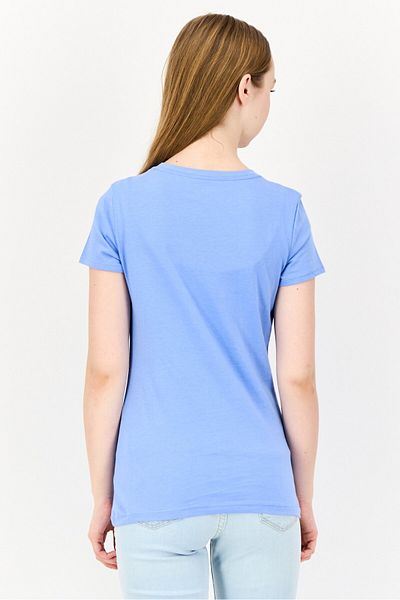 GAP Women Crew Neck Short Sleeves Brand Logo T-Shirt, Blue