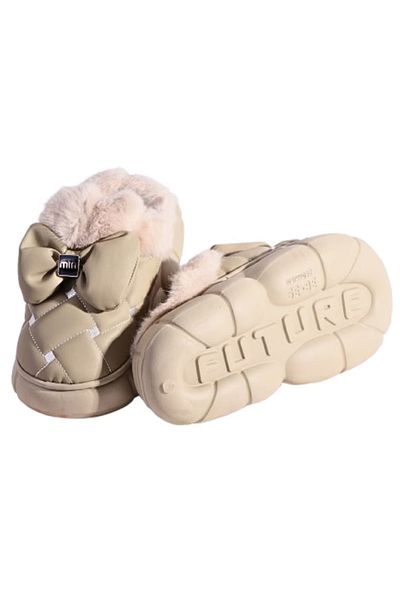 Generic Papuci de damă cu căptușeală din blană, talpă EVA, pentru interior și exterior, bej, mărimea 38-39