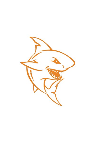 Reysa Tasarım ملصق سيارة القرش مقاس 17x17 سم برتقالي