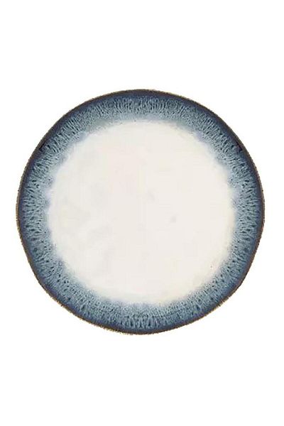 Generic طبق عشاء دائري من البورسلين سهل الاستخدام، أزرق وأبيض، مقاس 26 سم، آمن للاستخدام في غسالة الأطباق والميكروويف
