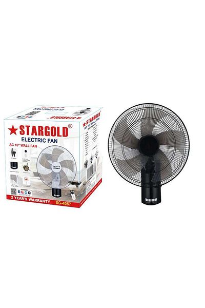 Generic STARGOLD 16-Inch Remote Wall Fan, 55W Motor, 3-Speed, 5-Blade Design, Oscillation & 7.5H Timer