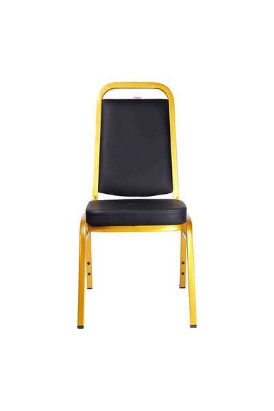 Generic Micasa Non Marring Floor Glides Durable Iron Banquet Chair with Gold Frame Black