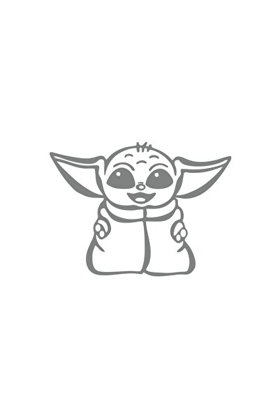 Reysa Tasarım ملصق سيارة بيبي يودا مقاس 17x17 سم باللون الرمادي