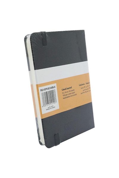 Roco Embossed Hardcover Notebook with Elastic Band, 160 Pages (80 Sheets), Lined, 9 x 14 cm – Black