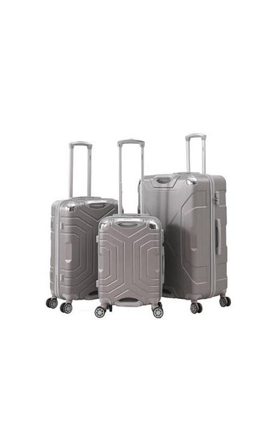 Generic STARGOLD 3-Piece ABS Silver Luggage Set with Lock and 360° Spinner Wheels