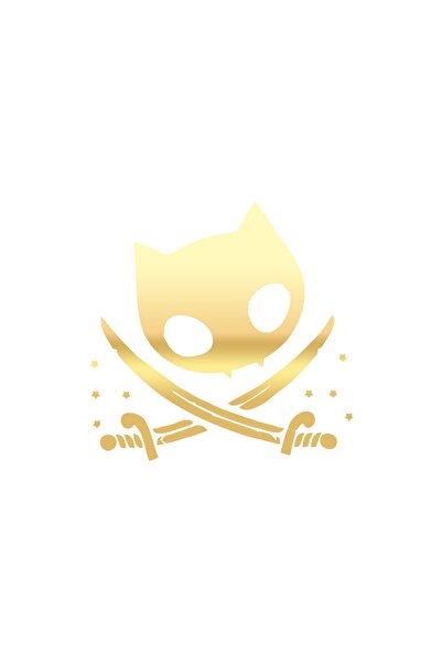 Reysa Tasarım ملصق سيارة على شكل قطة قرصان مقاس 17 × 17 سم ذهبي