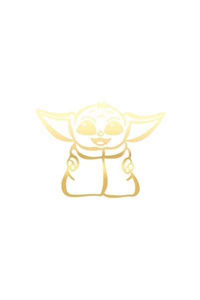 Reysa Tasarım ملصق سيارة بيبي يودا مقاس 17x17 سم ذهبي