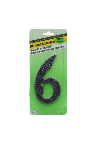 Generic HY-KO Die-Cast Aluminium 6 Door Number with Nails Black 3.5inch DC-3/6