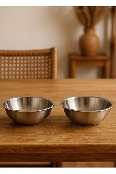 Jet's Home Set of 2 Healthy Stainless Steel Bowls - Versatile Soup, Salad and Fruit Container 350 ml No 1