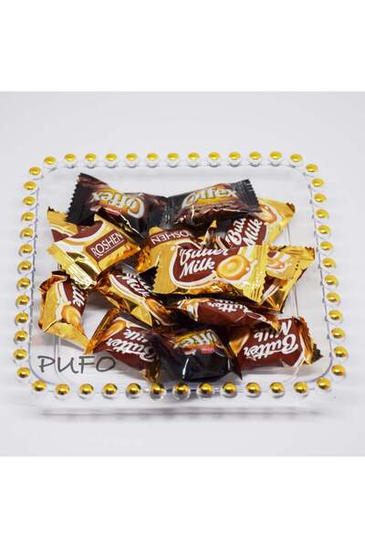 PUFO Elegant decorative tray Pufo Gentle Gold for serving appetizers, cakes, fruits, 15 cm