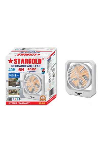 Generic STARGOLD Rechargeable 3 Speed Fan with 2000mAh Battery & USB-C for Home, Office & Travel