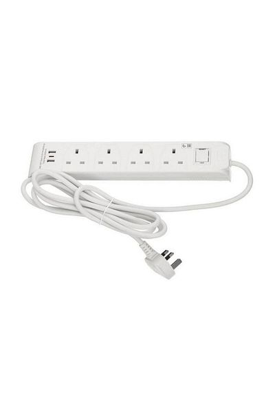 Generic HOME BEST 4-Socket Power Extension Cord with 3-USB Ports White 5m SU244USB-C-5M-W