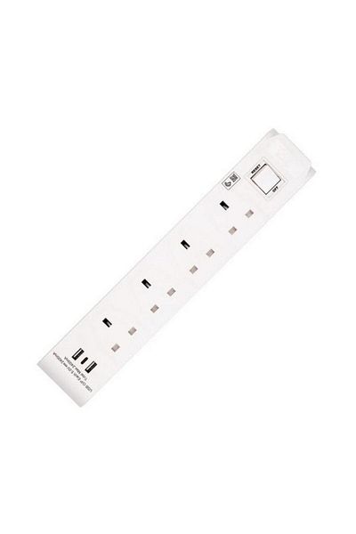 Generic HOME BEST 4-Socket Power Extension Cord with 3-USB Ports White SU244USB-C-3M-W
