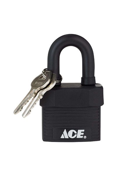 ACE Weather and Corrosion Resistant Hardened Steel Shackle Double Locking Padlock Black 2inch