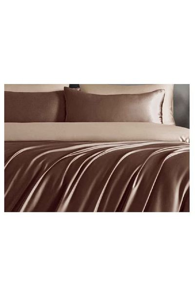 Primavara Double bed linen, 4 pieces, Finet Satinat, Fitted sheet 180x200cm, Brown