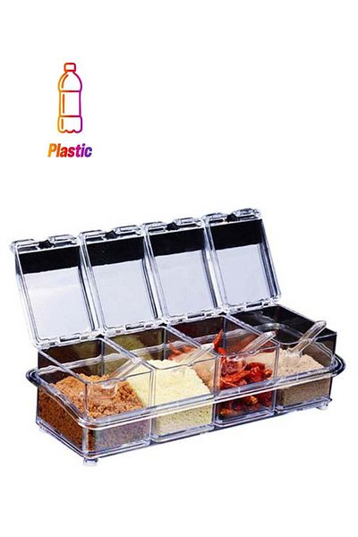 Generic 4 Pieces Home Spices Container Seasoning Jars Multicolour