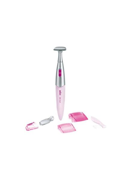 Generic BRAUN Silk-épil 3-in-1 Battery Operated Bikini Styler with Attachments Pink and Silver FG1100