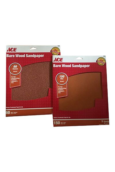 ACE 5-Piece Bare Wood Sandpaper Brown 9 x 11inch