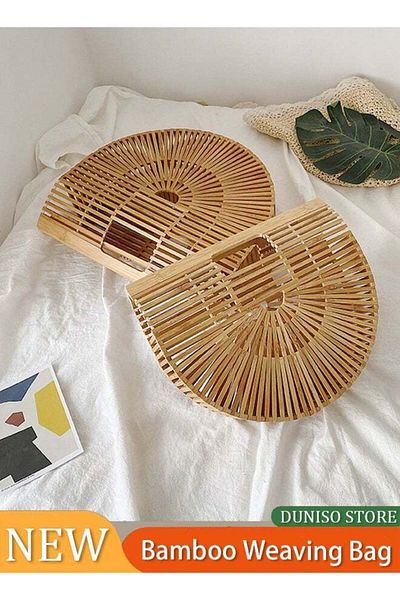 Generic Half Moon Bamboo Weaving Bag