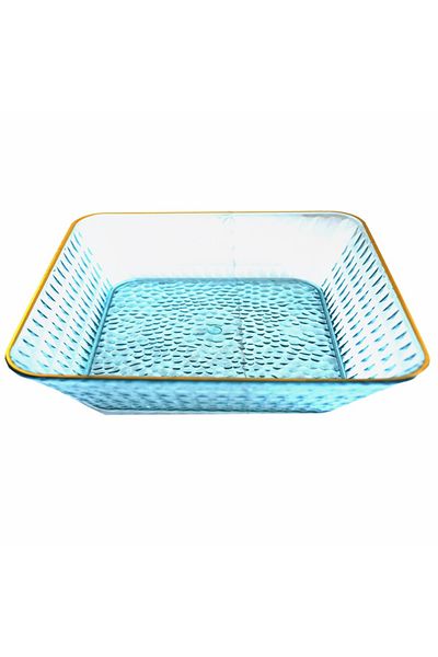 PUFO Tavă decorativă elegantă Pufo Luxury pentru servirea aperitivelor, prăjiturilor, fructelor, 17,5 cm, albastră