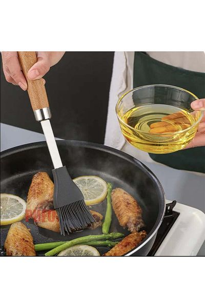 PUFO Pensulă de bucătărie din silicon Cook, pentru patiserie și cofetărie, cu mâner din lemn, 24 cm