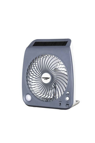 Generic STARGOLD 7 Inch Rechargeable Fan with Solar Panel, LED Light & 3 Speed USB Control