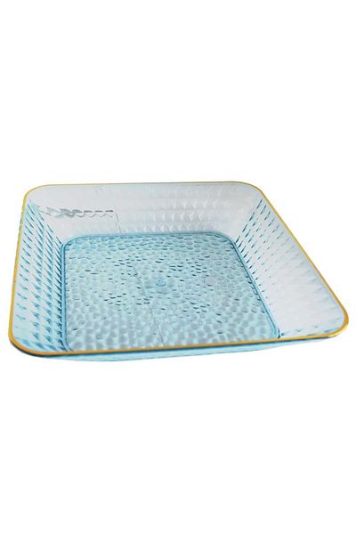 PUFO Tavă decorativă elegantă Pufo Luxury pentru servirea aperitivelor, prăjiturilor, fructelor, 22 cm, albastră