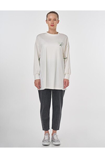 Kayra Світловий принт на трикотажному світшоті Екрю