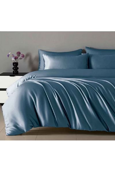 Primavara Double bed linen, 4 pieces, Finet Satinat, Fitted sheet 180x200cm, Blue