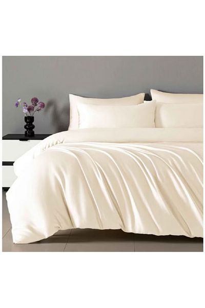 Primavara Double bed linen, 4 pieces, Finet Satinat, Fitted sheet 180x200cm, Cream