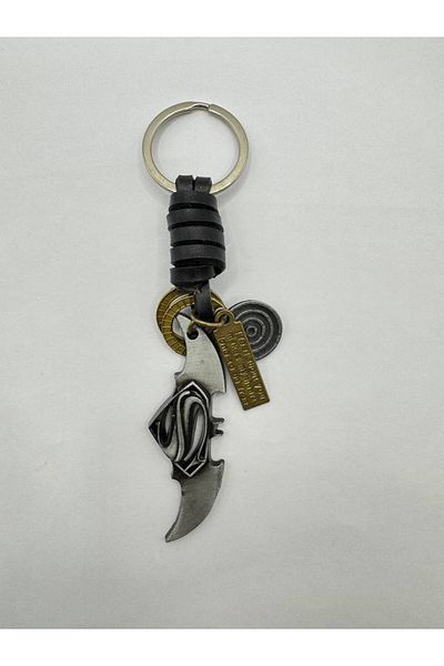 Herşey Nota Genuine Leather Keychain with Superhero Figure – Stylish and Durable – Genuine Leather Quality