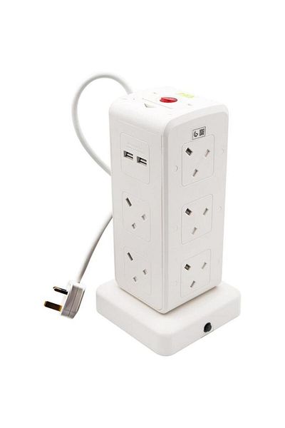 Generic HOME BEST 10-Way Socket Power Extension Cord with 4-USB Ports White SU27USB-3M-W