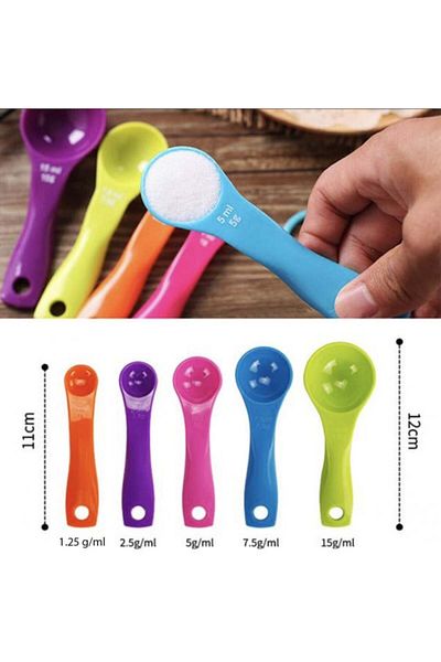 PUFO Set de 6 lingurițe Pufo pentru măsurarea ingredientelor de diferite dimensiuni, multicolore