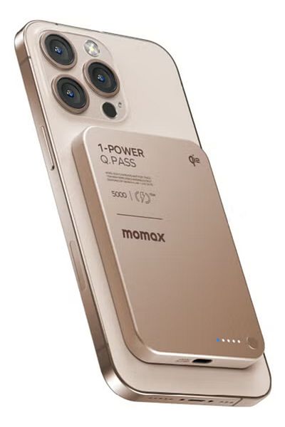 Momax 1-Power Q.Pass 5000mAh Qi2 Magnetic wireless Power back Upto 20W PD Output - Desert Titanium