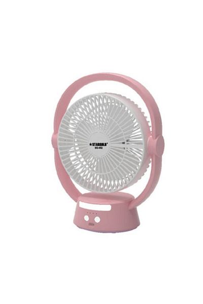 Generic STARGOLD 8 Inch Rechargeable Fan with LED Light & USB Charging – Pink